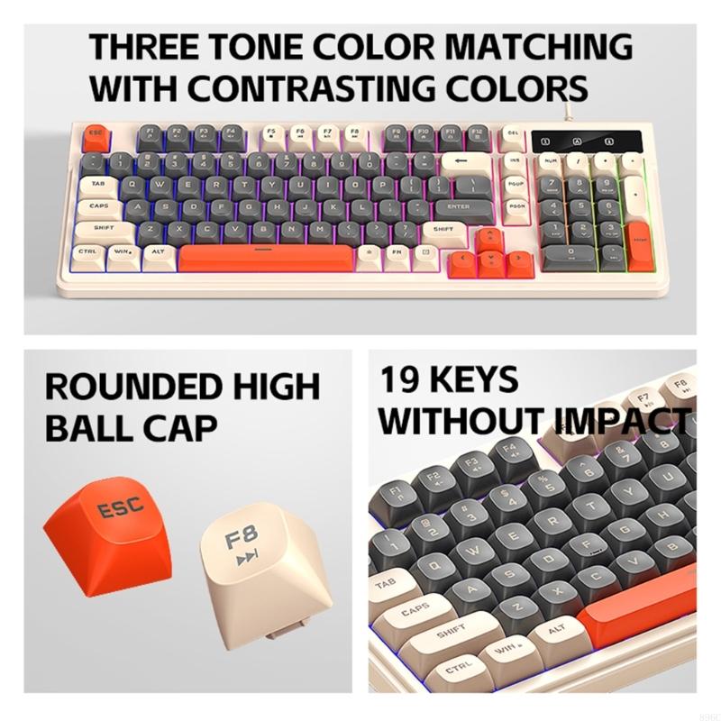 Gaming Keyboard And Mouse Combo - 98-Tasten-Tastaturen, Maus-Kombination, RGB-Beleuchtung, USB-Anschluss, mechanische Touchfunktion