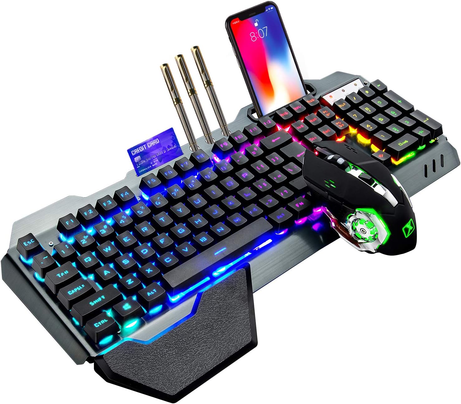 Gaming Keyboard Ergonomics - K680 Kabellose Gaming-Tastatur und Maus-Kombination, Regenbogen-LED-Tastatur