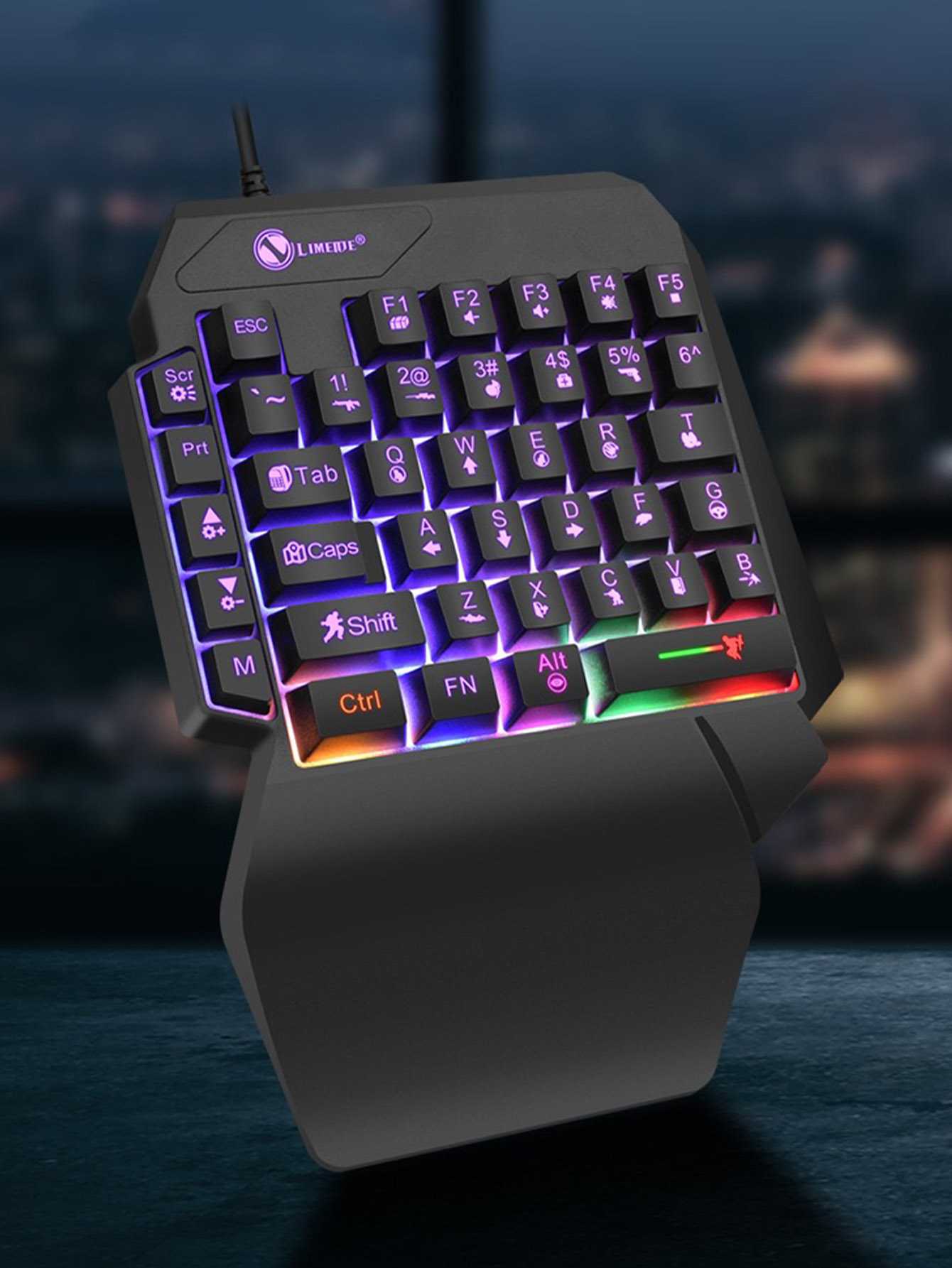 Gaming Keyboard 1 Hand - Mechanische Einhand-Gaming-Tastatur mit Kabel, Radium-Gravur der