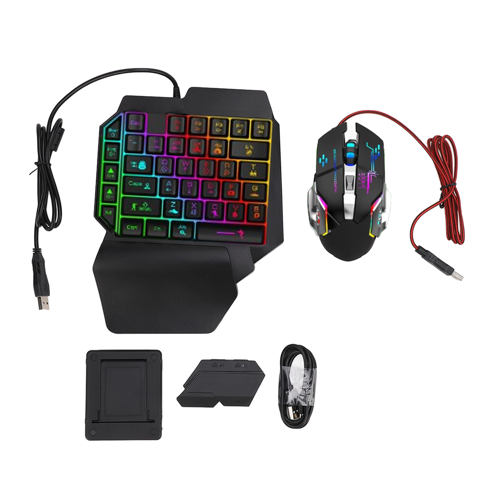 Gaming Keyboard And Mouse Combo - Tastatur-Maus-Konverter-Set, reaktionsschnelle Einhand-Tastatur-Maus-Kombination, 5 V, 2