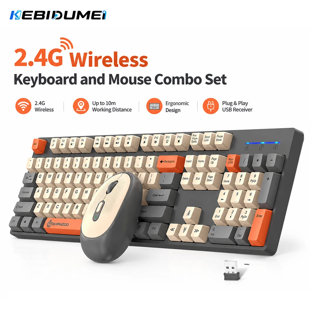 Gaming Keyboard And Mouse Combo - KEBIDUMEI 2,4G Kabelloses Tastatur- und Maus-Kombi-Set,
