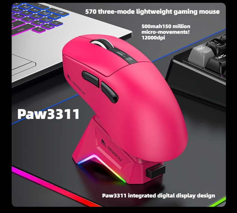 Gaming Keyboard 1 Hand - Kabellose Bluetooth-Gaming-Maus RS7, PAW311 57g Ultraleicht,