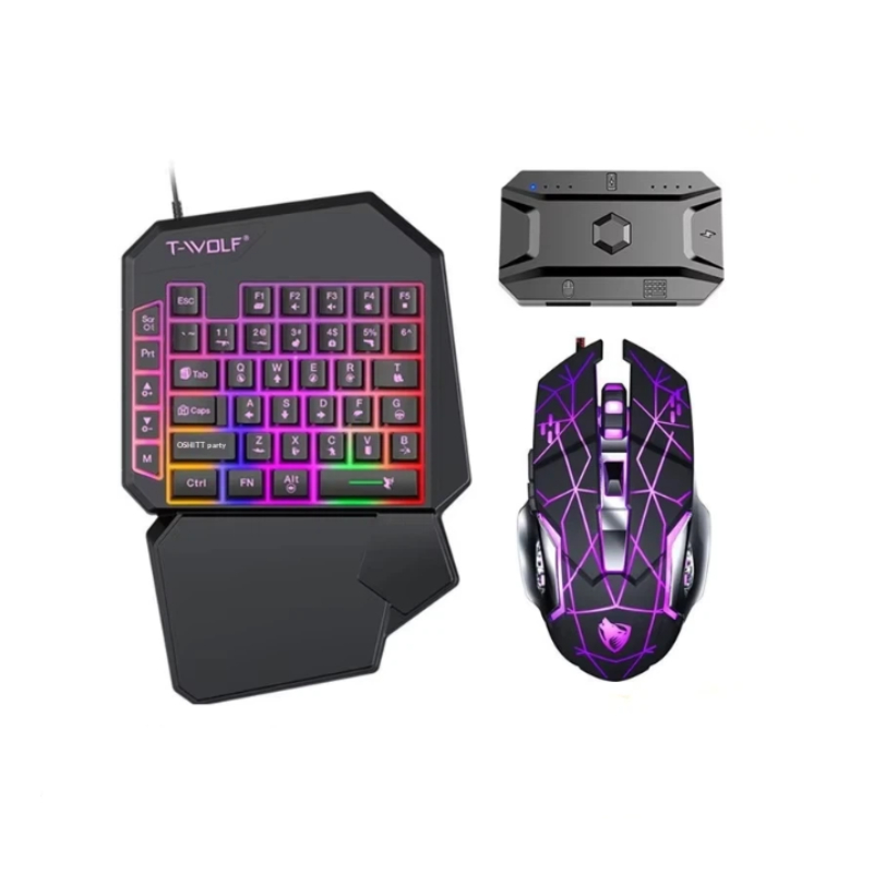 Gaming Keyboard 1 Hand - T-Wolf Tf950 5-in-1 Einhand-Gaming-Tastatur-Maus-Kombination mit RGB-Hintergrundbeleuchtung