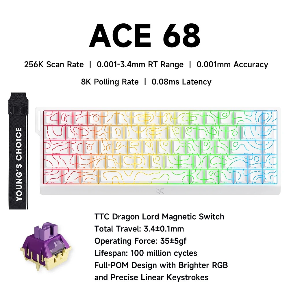 Gaming Keyboard Hall Effect Switches - MCHOSE ACE 68 Gaming-Tastatur mit Magnetschalter,