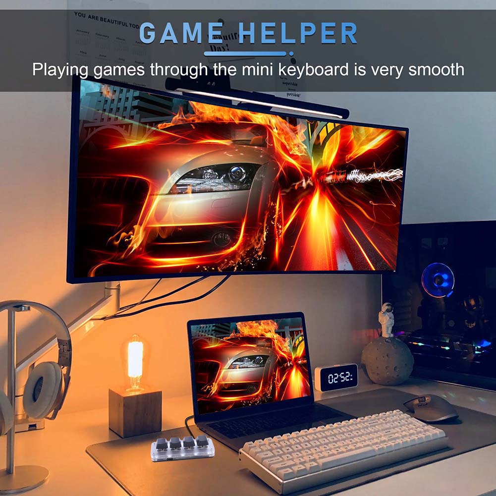 Gaming Keyboard 1 Hand - 3-Tasten-1-Knopf/4-Tasten-Photoshop-Gaming-Keypad, Hotswap, kabelgebunden, USB, mechanisches Macropad,