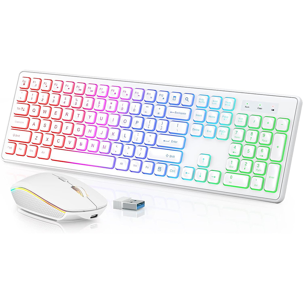 Gaming Keyboard Ergonomics - Kabellose Tastatur und Maus mit Hintergrundbeleuchtung,