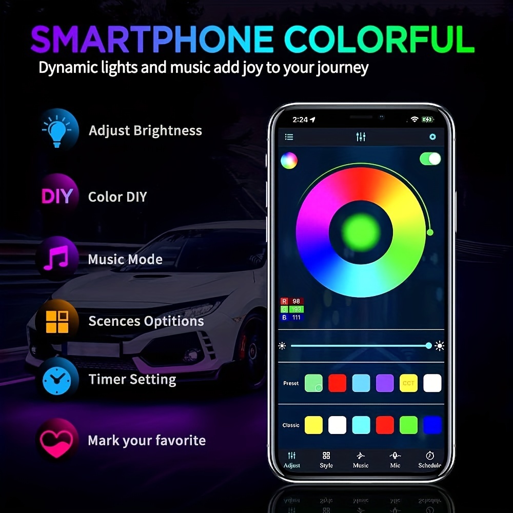RGB Flexible Auto-Unterbodenbe – Rgb Underglow Strip Bewertung und Preis